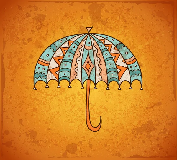 带手绘伞的复古卡 复古风格的褪色海报 向量例证 — 图库矢量图片
