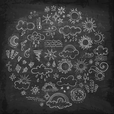 Hava çizilmiş simgeler. Vektör doodle öğeleri kümesi.