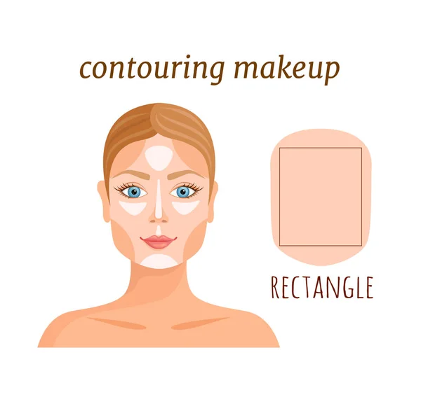 Highlighting and shading of rectangle female face. Vector — Stock Vector