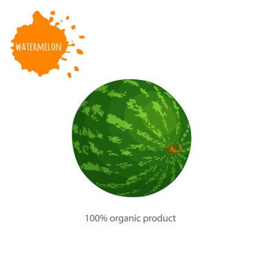 Tüm vektör karpuz beyaz bir arka plan üzerinde bir yazıt ile.