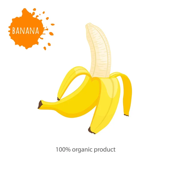 Banane vectorielle entière avec une inscription sur fond blanc. Bannière . — Image vectorielle