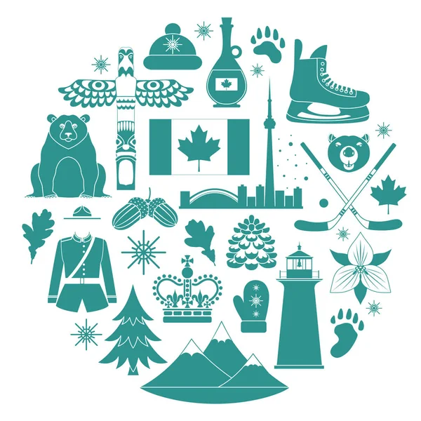 Σιλουέτες Περίφημη Καναδική Συμβόλων Διάνυσμα Ταξίδια Εικονίδια Φόρμες — Διανυσματικό Αρχείο
