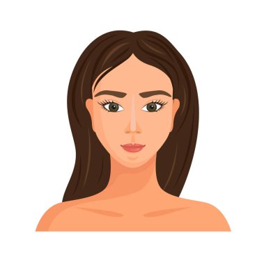 Vektör avatar bir İspanyol kızın. Güzel Latin yüz.