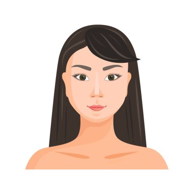 Bir kız Asya bir görünüme sahip. Doğu türü yüzü. Vektör çizim.