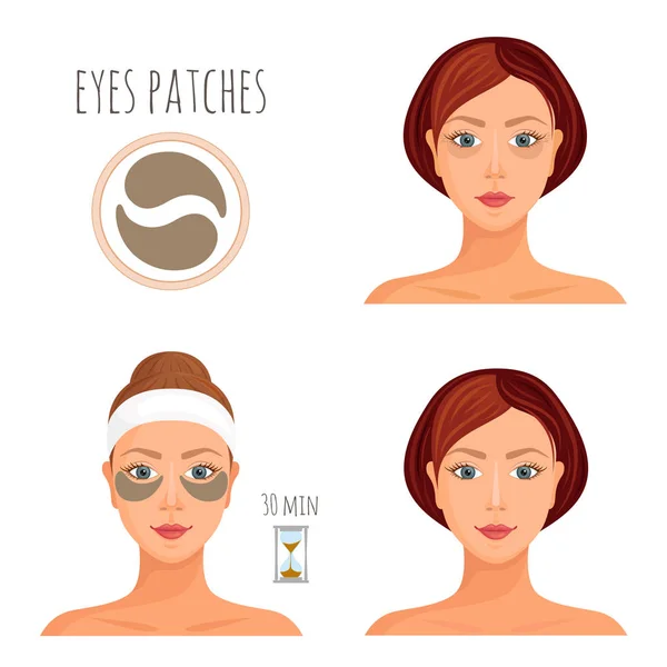 Eye patches. Vector. Caring for the skin around the eyes. — Stock Vector