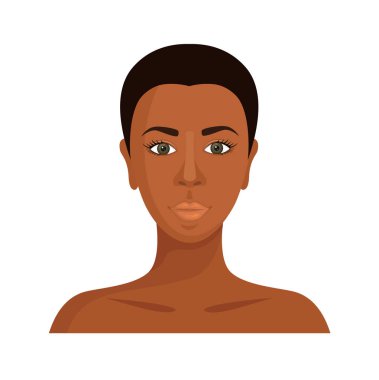 Afrika ırkının temsilcisi. Vektör çizim. Nerji kadın