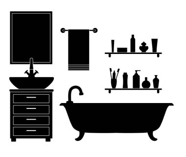 Vektör siluet bir banyo. Basit örnek.