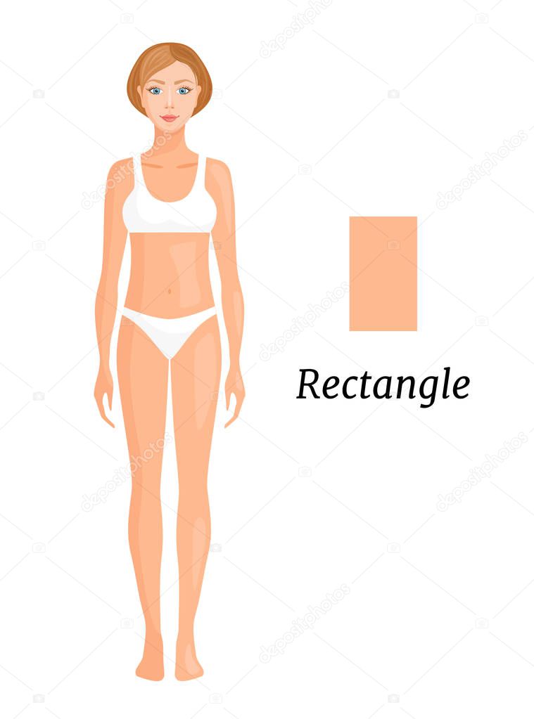 Type of figure rectangle. Vector illustration. Types of female figures
