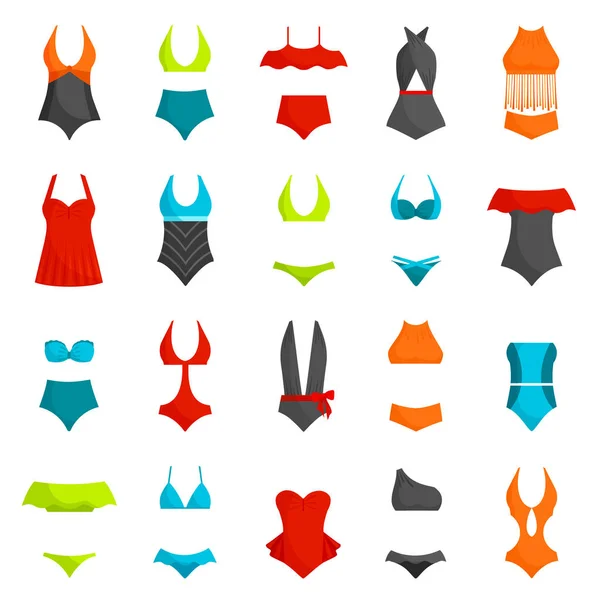 A collection of swimwear for women. Vector fashionable swimsuits. — Stock Vector