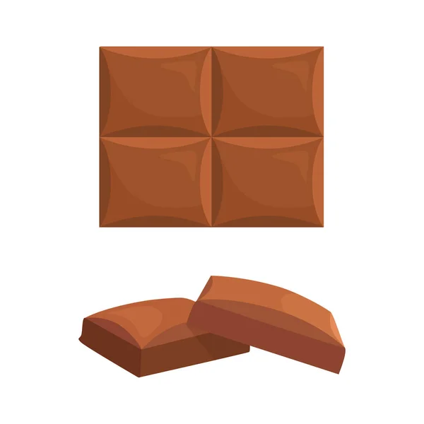 Barras de chocolate y rebanadas. Vector. Dulces y postres . — Vector de stock