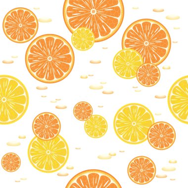 Beyaz zemin üzerine portakal dilimleri üzerinden seamless modeli