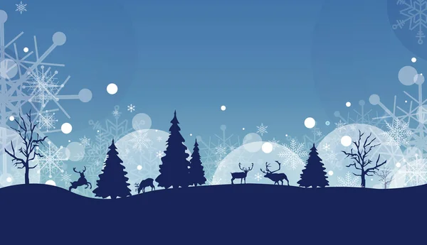 Bir ev, ağaç Noel ışık kartı vektör ve metin için yer ile kar