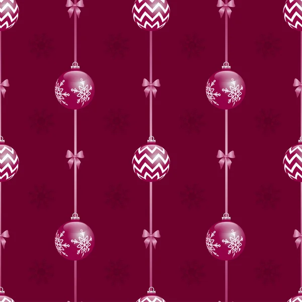 Kırmızı Noel seamless modeli topları ve kar taneleri