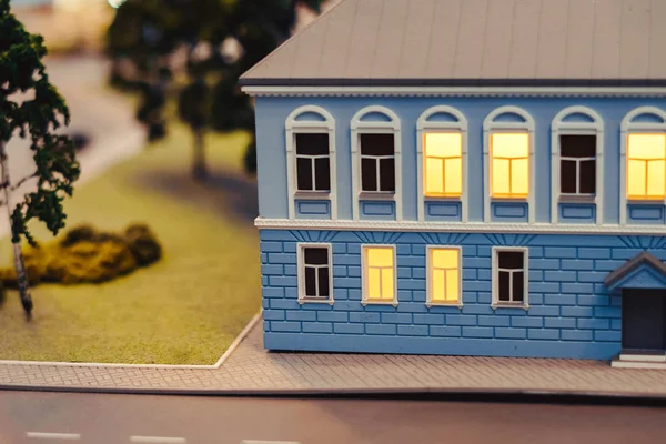 Modell von kleinen Gebäuden und Straßen — Stockfoto