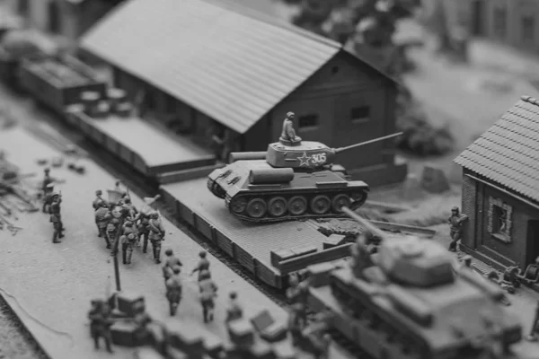 Novokuzneck, Rusko - 26.07.2018: miniaturní model války — Stock fotografie