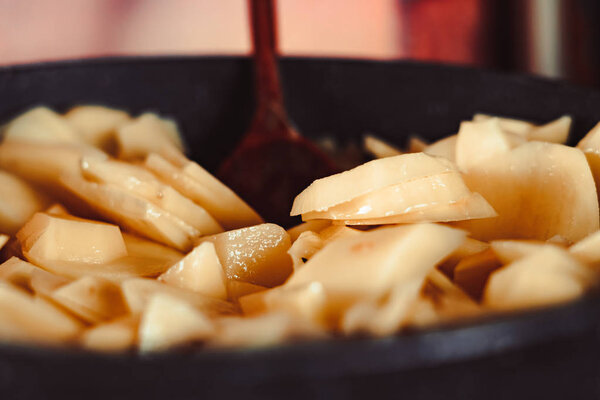 fried potatoes in a pan