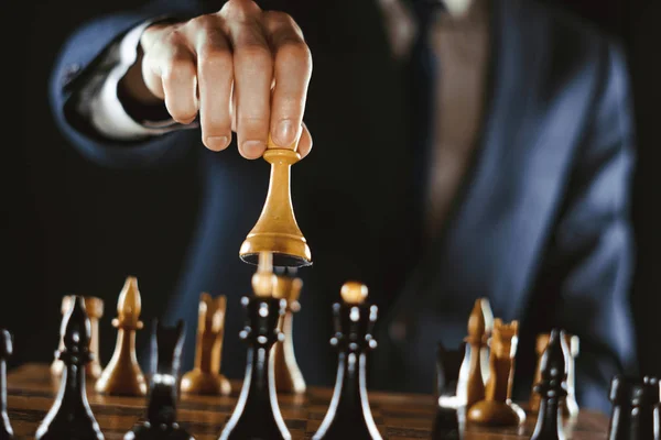 Hand holding chess — Stock Photo, Image