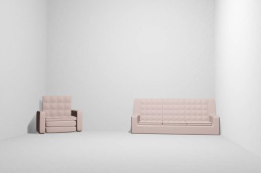 sofa in an empty room 3D clipart