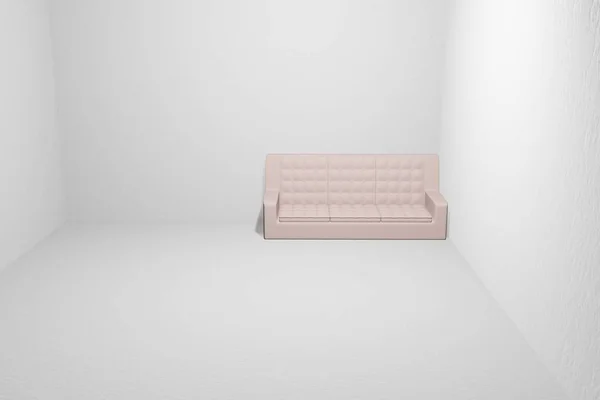 Sofá em uma sala vazia 3D — Fotografia de Stock