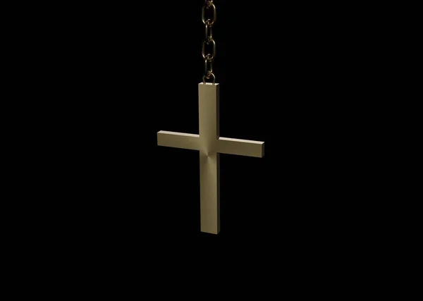 Croix chrétienne dorée 3D — Photo