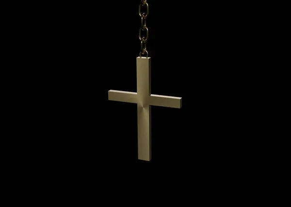 3d goldenes christliches Kreuz — Stockfoto