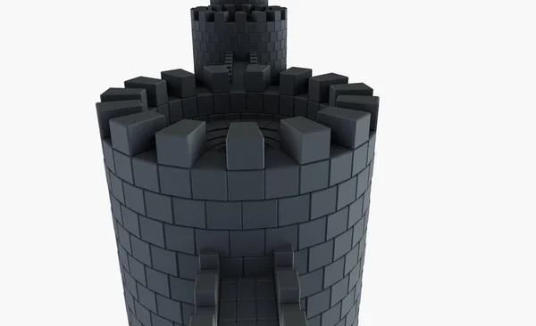 Torre medieval 3D y muro de piedra —  Fotos de Stock