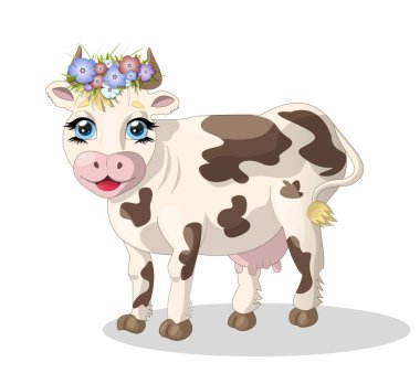 başında çiçekler ile vektör illüstrasyon