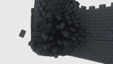 Eski bir kalenin 3D modeli tahrip