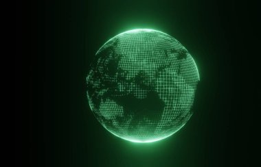 Siyah bir arka plan üzerinde 3d gezegen dünya