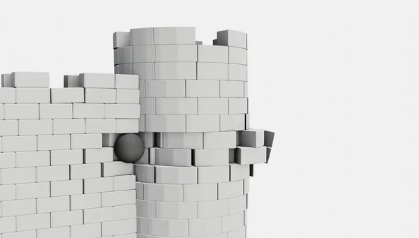 3D-model van een oud kasteel vernietigd — Stockfoto