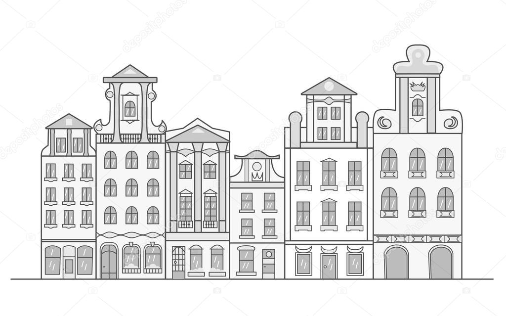 vector drawing city silhouette on white background