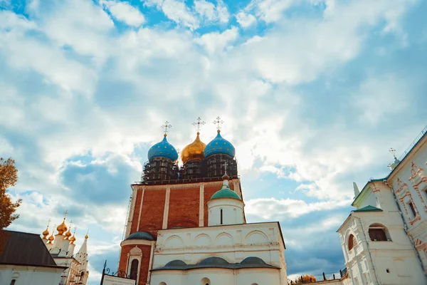 Russian Church Golden domes in the blue sky