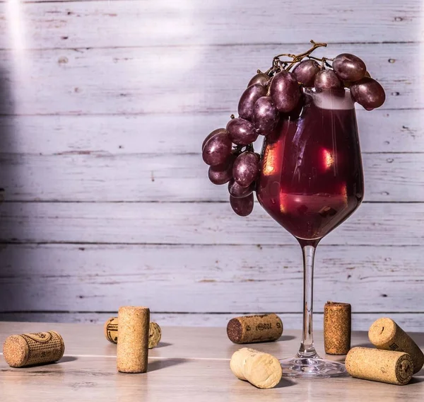 Druiven vers als tafeldruiven kunnen worden gegeten, of ze kunnen worden gebruikt voor het maken van wijn, SAP, gelei, grape seed extract. Druiven zijn een soort van niet-climacteric van fruit, meestal in clusters voorkomen. Stockfoto