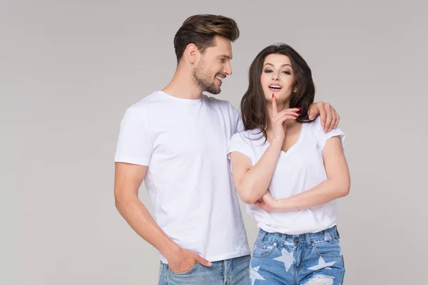 Glad Sommar Par Bär Jeans — Stockfoto