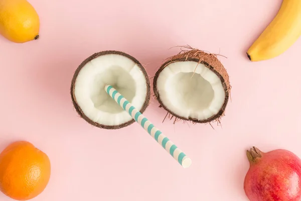 Tropisch Fruit Eten Drinken Minimale Creatief Concept — Stockfoto