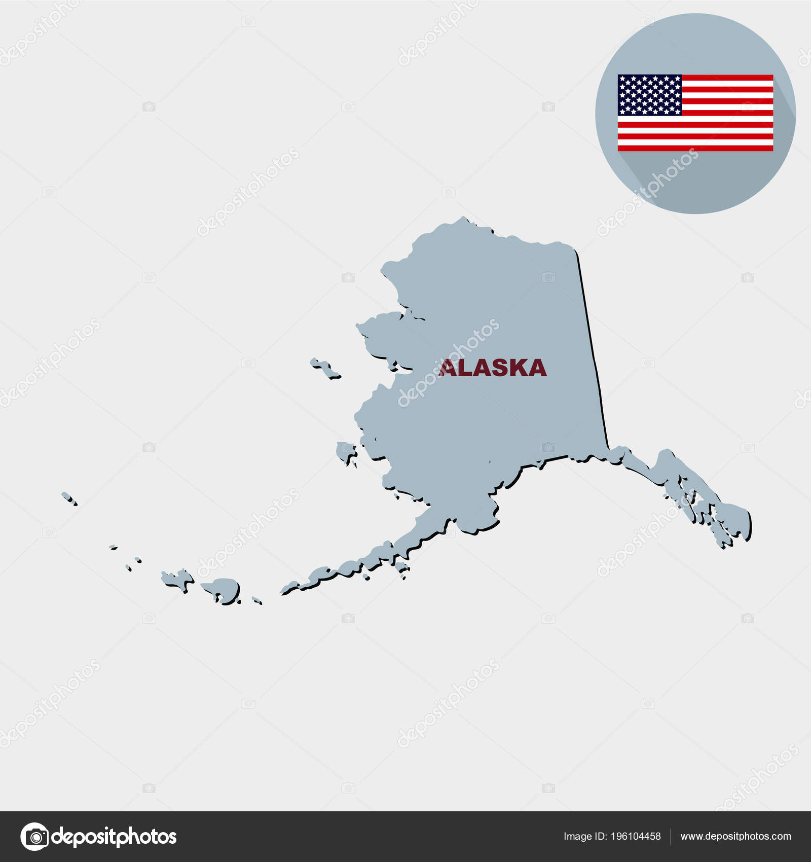 Mapa de alaska con nombres Mapa Del Estado Alaska Los Estados Unidos Sobre Fondo Gris — Vector