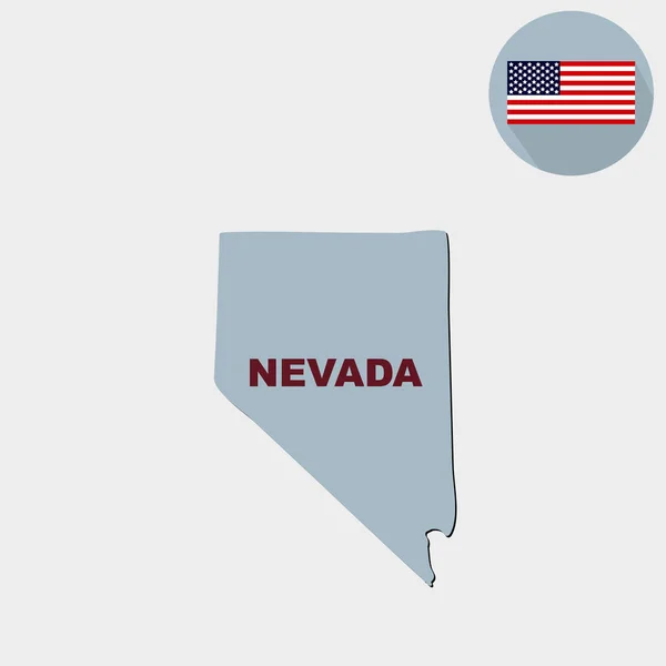 Mappa Dello Stato Americano Del Nevada Sfondo Grigio Bandiera Nome — Vettoriale Stock
