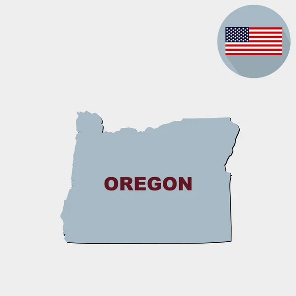 Mappa Dello Stato Americano Dell Oregon Sfondo Grigio Bandiera Americana — Vettoriale Stock