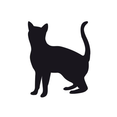 Beyaz bir arka plan üzerinde siyah bir kedi simgesi.