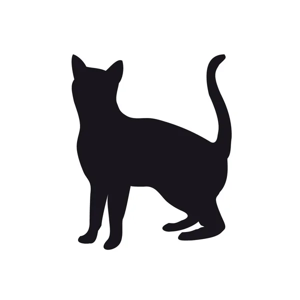 Ícone de um gato preto em um fundo branco . —  Vetores de Stock