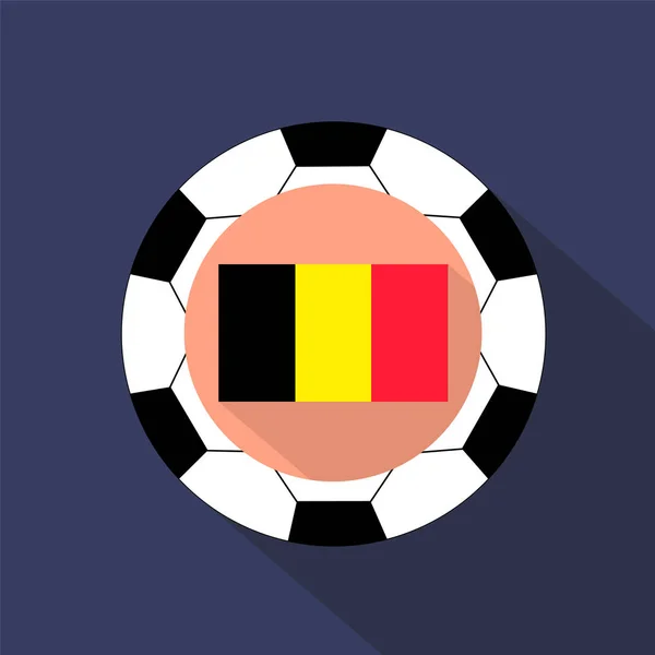 青色の背景にベルギーの旗 サッカー ボール — ストックベクタ