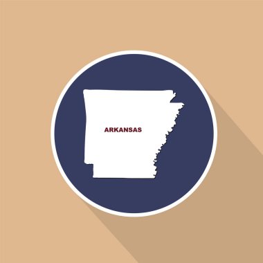 ABD'nin Arkansas eyaleti mavi bir arka plan üzerinde haritası. Devlet na