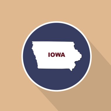 ABD devlet of Iowa mavi bir arka plan üzerinde haritası. Eyalet adı