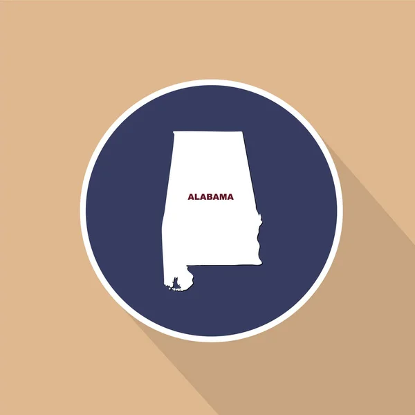 Mapa del estado de Alabama en un fondo azul. Estado nam — Vector de stock