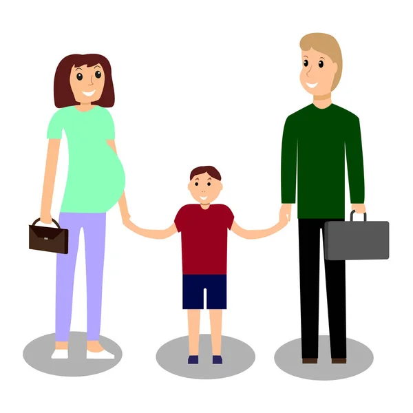 Mom and dad with the child. Vector illustration isolated on whit — Stock Vector