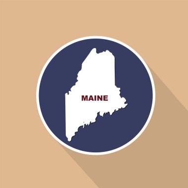 ABD devlet Maine mavi bir arka plan üzerinde haritası. Eyalet adı
