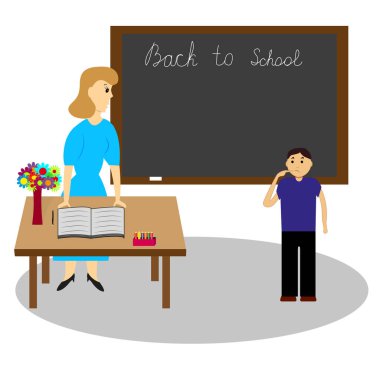 Bir okul öğretmeni ve öğrencisi blackboard metin yazmak