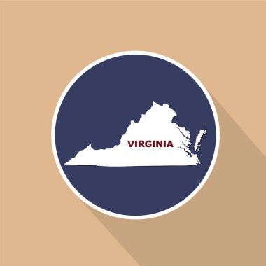Virginia Amerikan devlet mavi bir arka plan üzerinde haritası. Eyalet adı