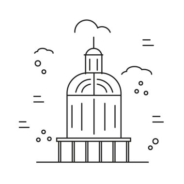 Bir capitol doğrusal Illustration. Vektör çizgi stil ikonu