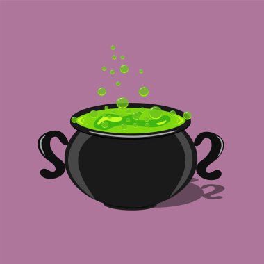 Cadılar Bayramı için büyü iksiri olan bir kazan.